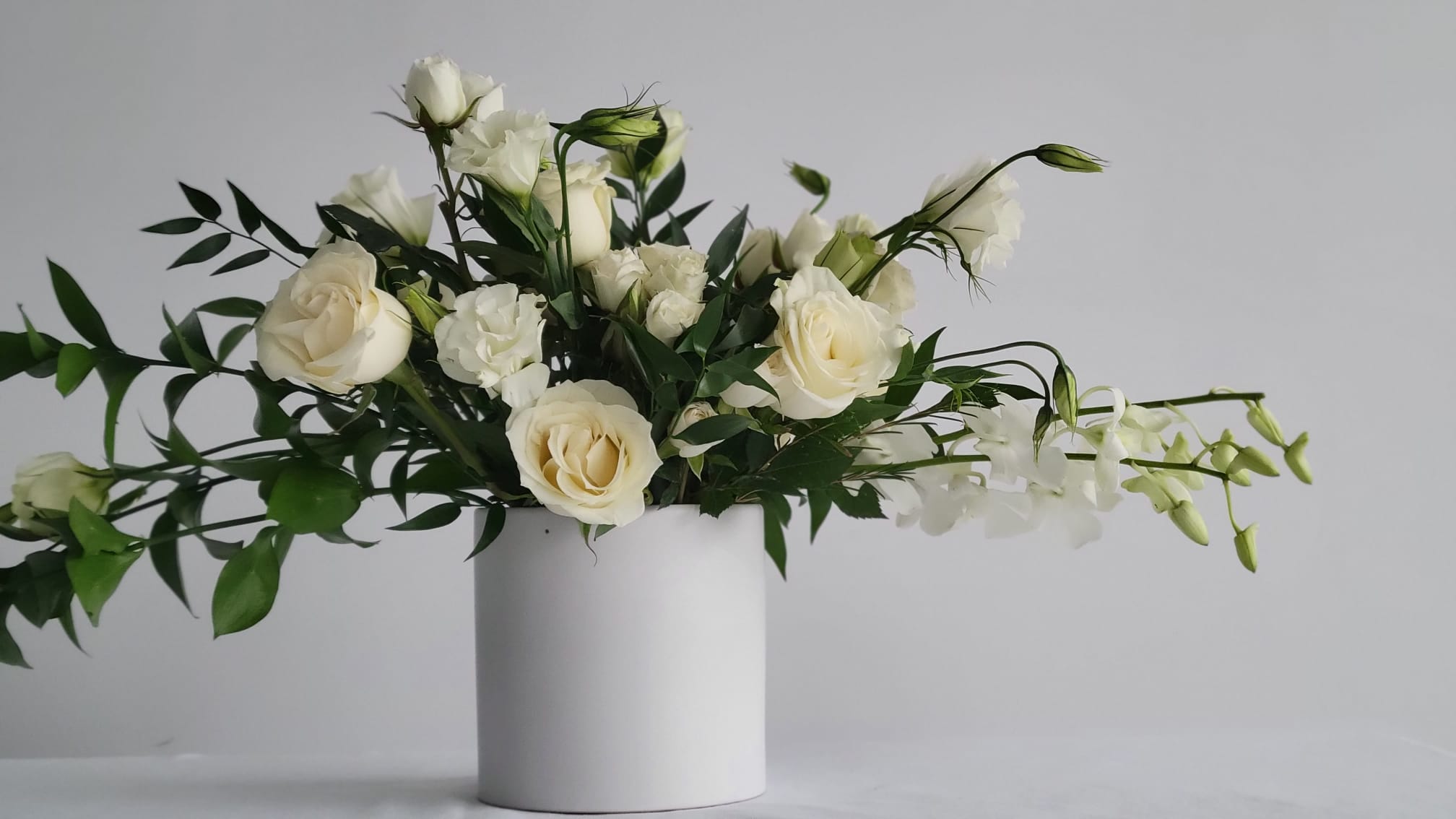 White Floral Embrace in a Vase